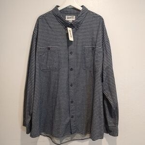 Duluth Blue/whote Striped Button-Up Men's Flannel Shirt Size 3xl NWT